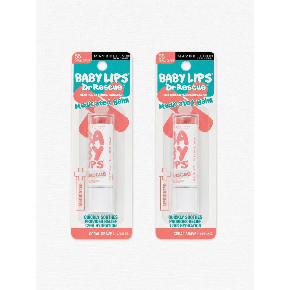 Maybelline Baby Lips Dr Rescue Medicated Balm 55 Coral Crave‎ 2 Pack 0.15oz Each - Picture 2 of 3
